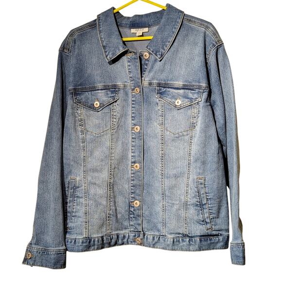 Style & Co. Bandana Print Back Denim Jacket Womens' Size 22W - Picture 1 of 10